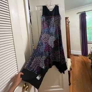 Handkerchief hem midi dress